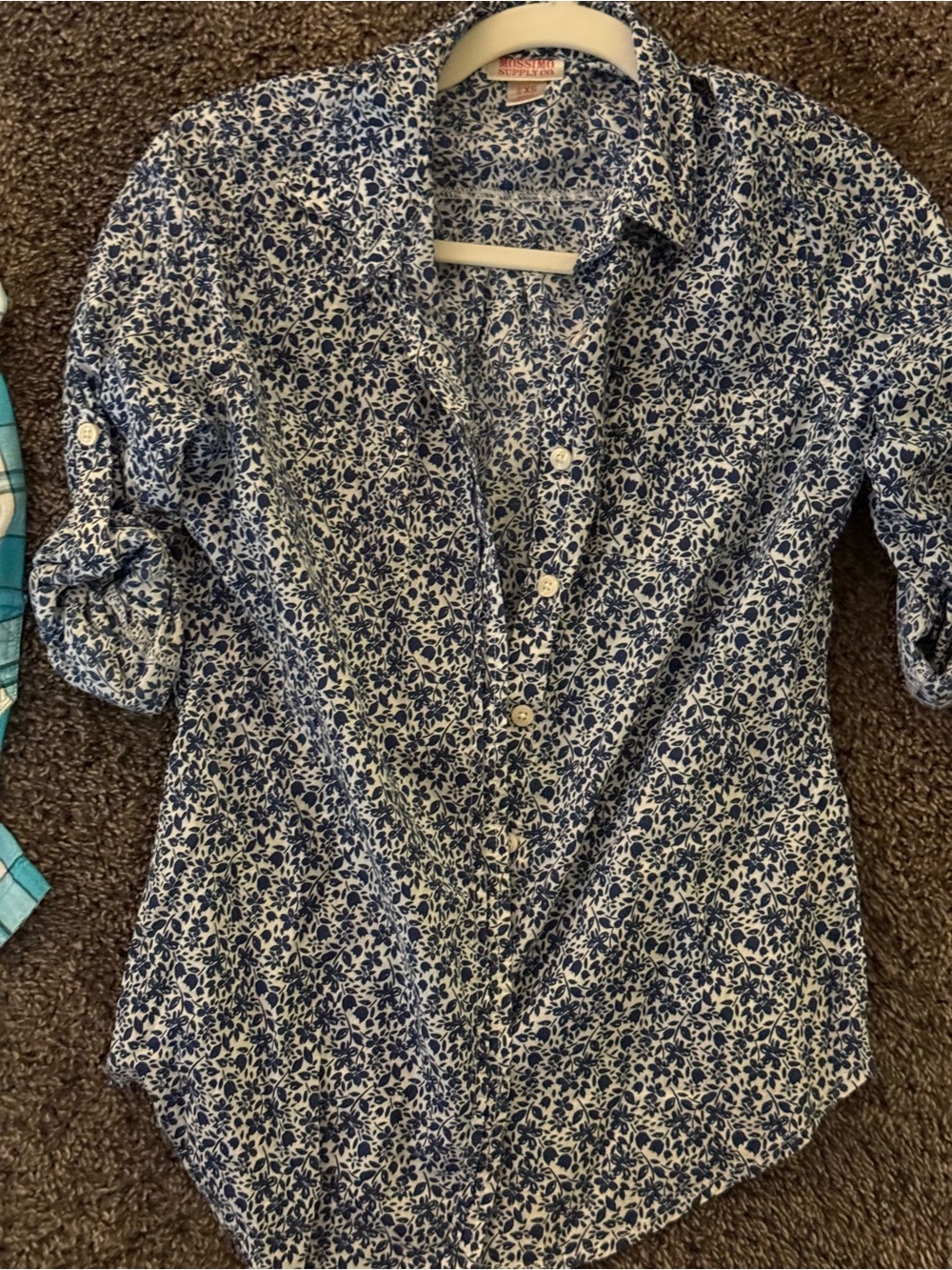 Mossimo Supply Co. Navy Floral Collared Shirt